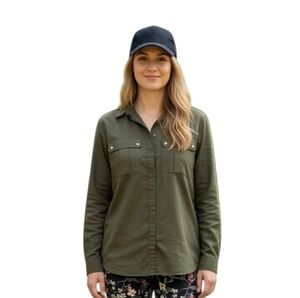 Dynamite Loose Fitted Green Button Down Blouse